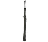 Love In Leather Long Flogger With Corseted Handle - Black - Whips And Crops